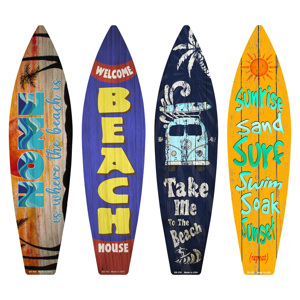 Busy at the Beach Surfboard Set Wholesale Novelty Metal Set of 4 SB-Pack-04