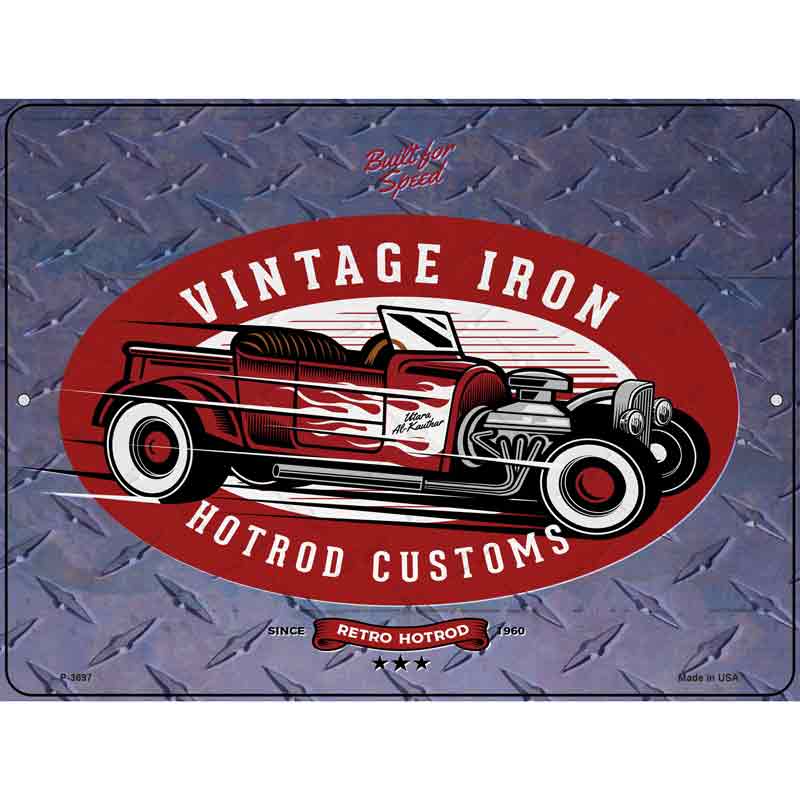 VINTAGE Iron Red Hotrod Wholesale Novelty Metal Parking Sign