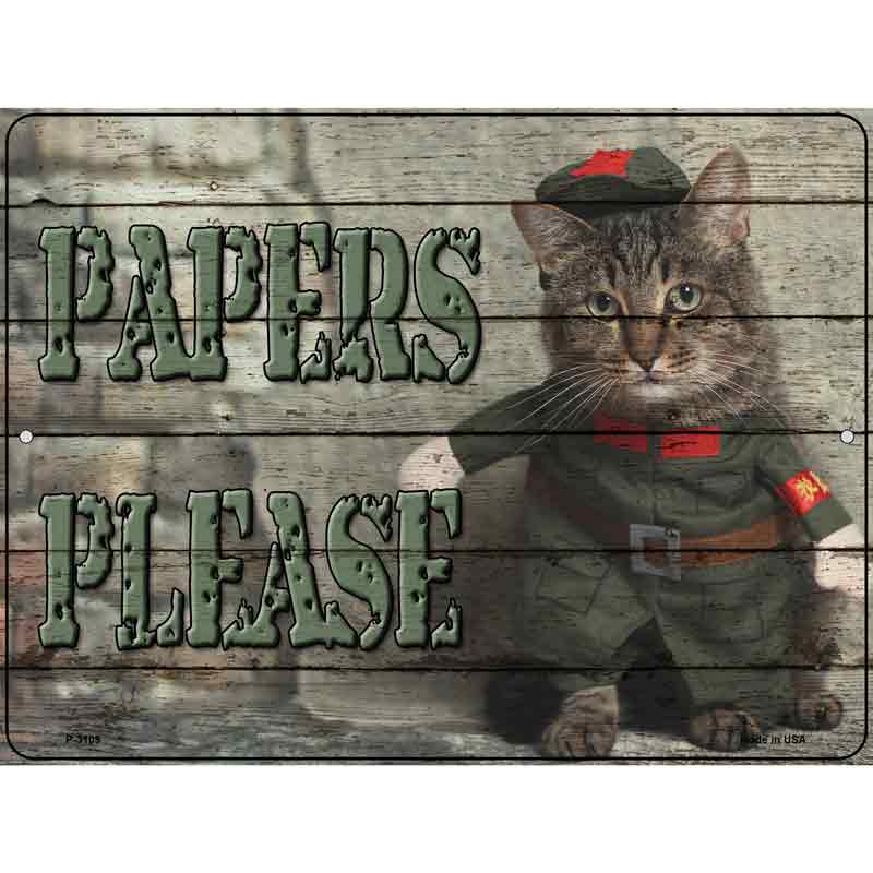 Papers Please Wholesale Novelty Metal Parking SIGN