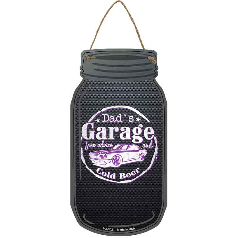 Dads Garage Purple Wholesale Novelty Metal Mason Jar SIGN