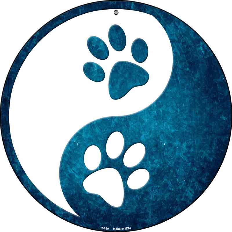 Yin And Yang With Paws Wholesale Novelty Metal Circular Sign