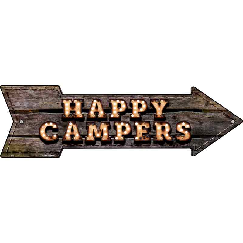 Happy Campers Bulb Letters Wholesale Novelty Arrow Sign