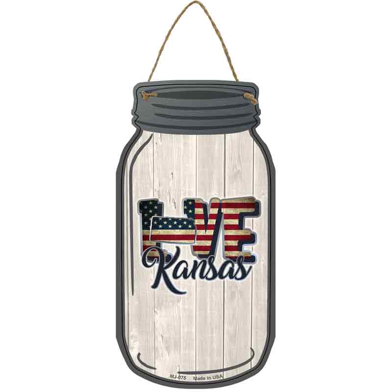 Love Kansas Silhouette Wholesale Novelty Metal Mason Jar SIGN