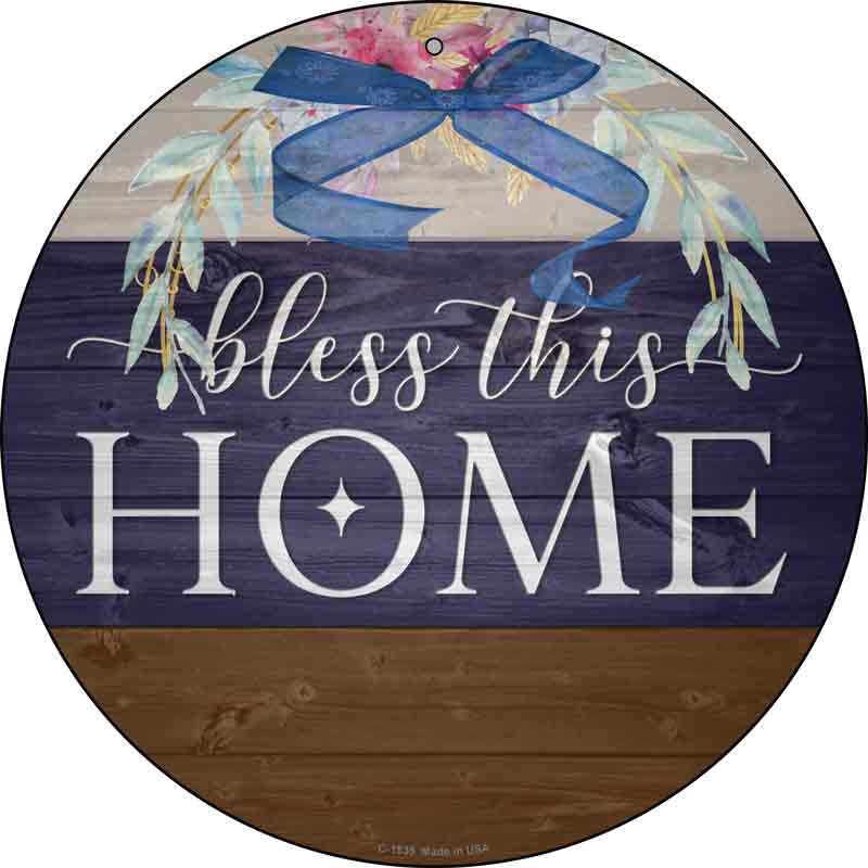 Bless This Home Bow Wreath Wholesale Novelty Metal Circle Sign
