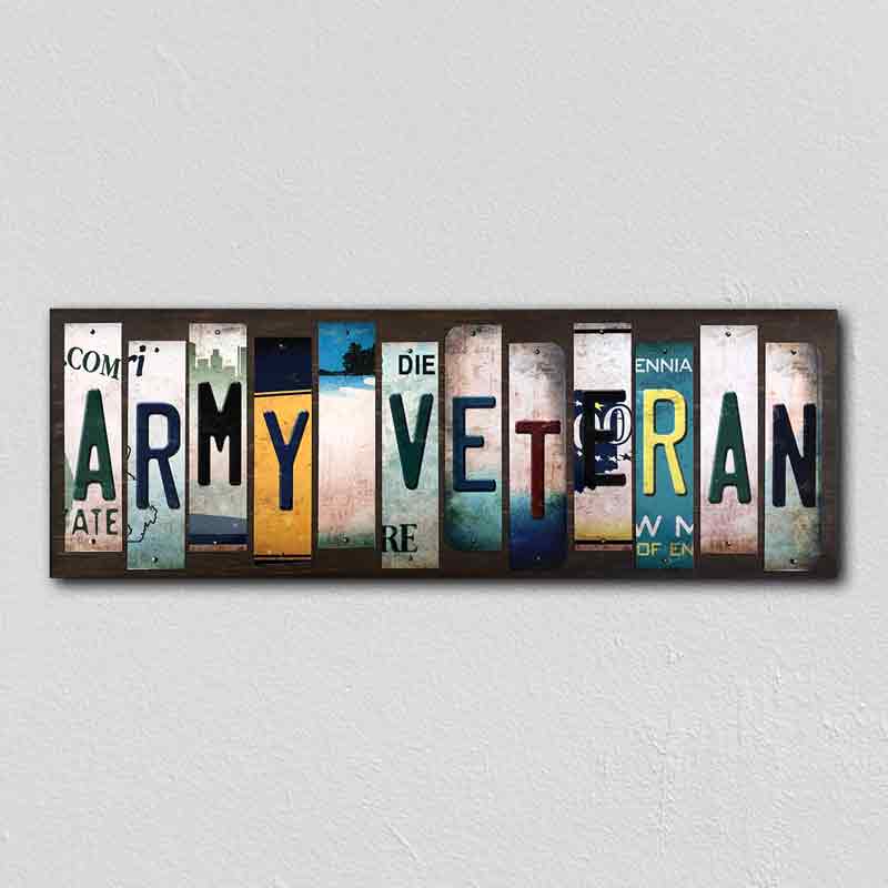 Army Veteran Wholesale Novelty License Plate Strips Wood SIGN