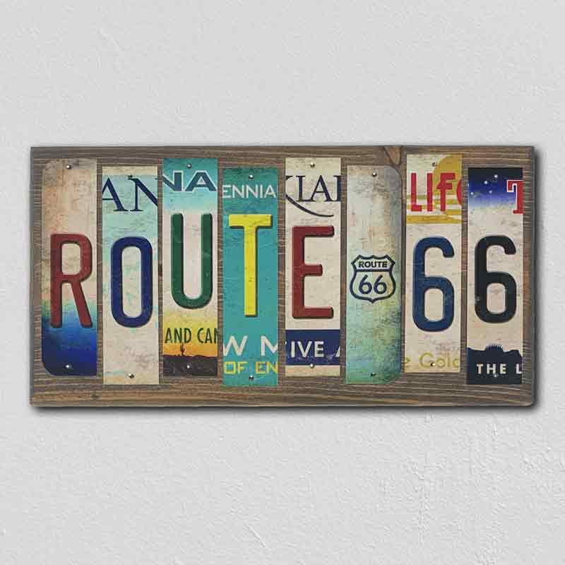 Route 66 Wholesale Novelty License Plate Strips Wood Sign