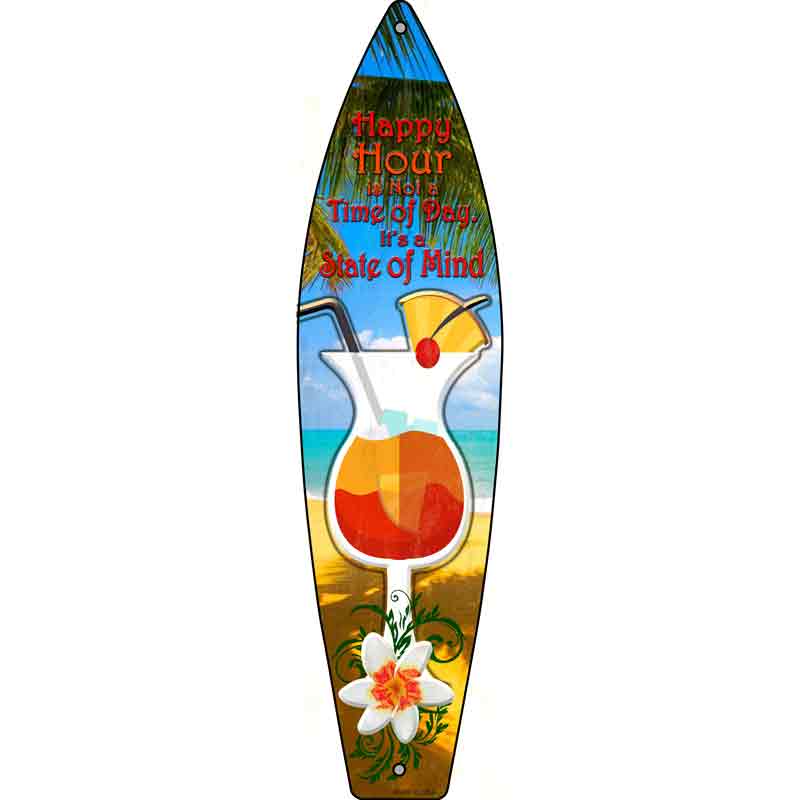 Happy Hour Wholesale Metal Novelty Surfboard SIGN