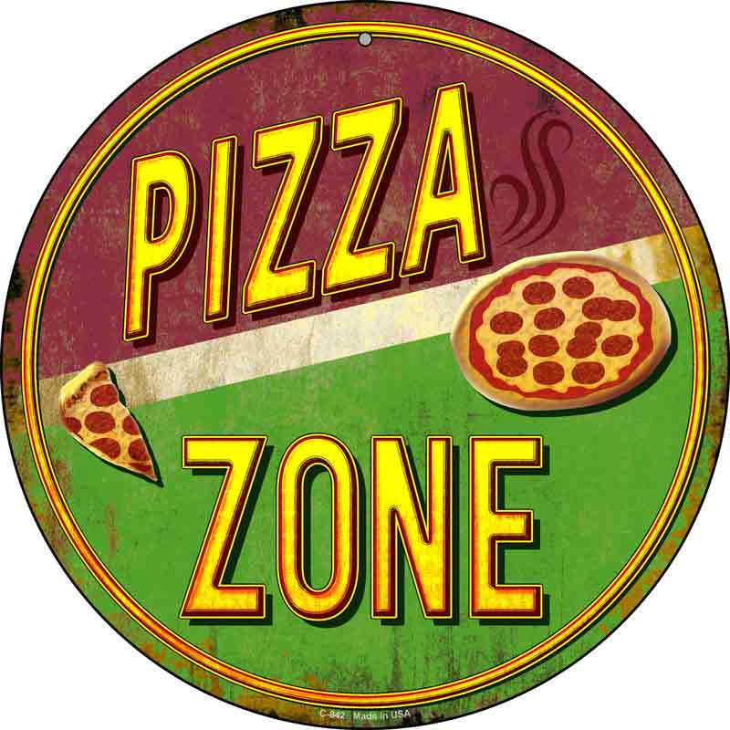 Pizza Zone Wholesale Novelty Metal Circular SIGN