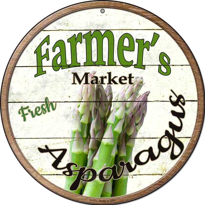 Farmers Market Asparagus Wholesale Novelty Metal Circular SIGN