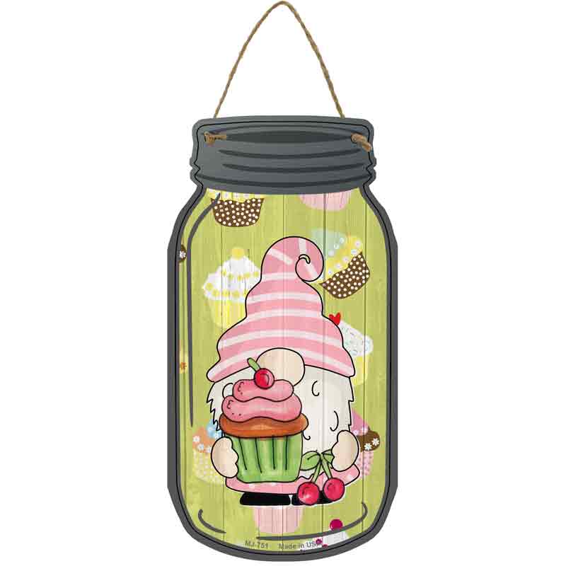 Gnome With Cupcake and Cherries Wholesale Novelty Metal Mason Jar SIGN