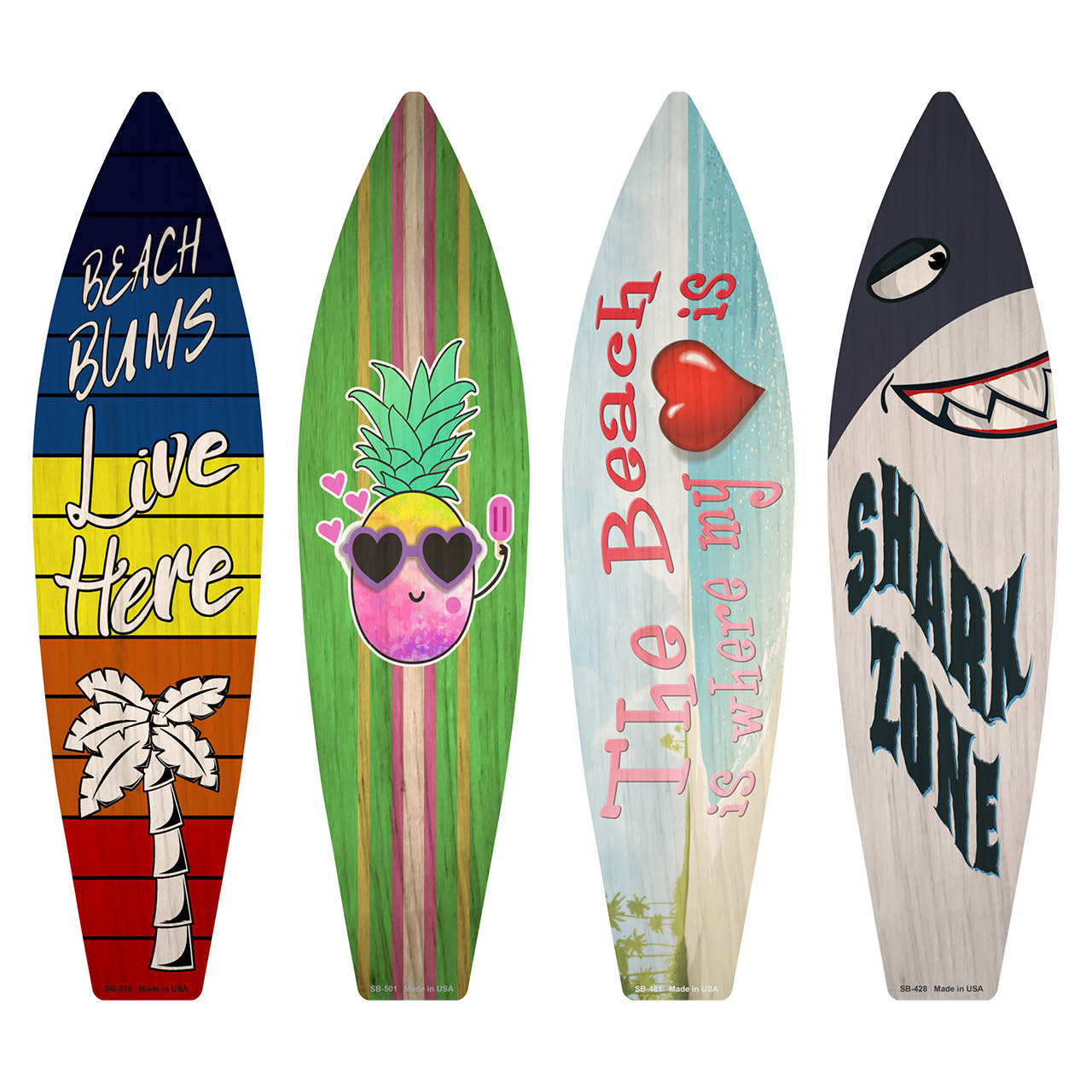 At the Beach Surfboard Set Wholesale Novelty Metal Set of 4 SB-Pack-06
