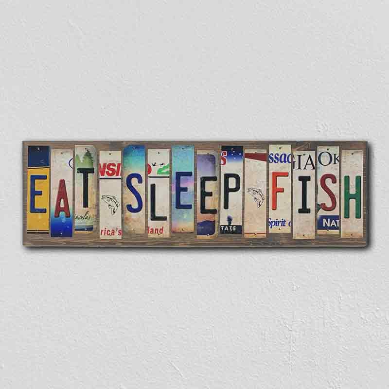 Eat Sleep Fish Wholesale Novelty License Plate Strips Wood Sign