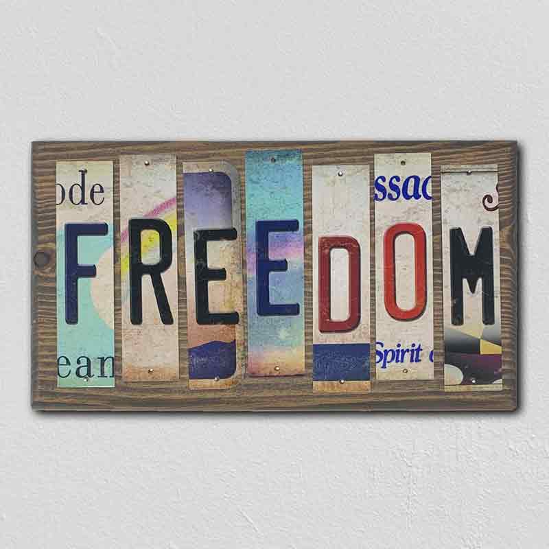 Freedom Wholesale Novelty License Plate Strips Wood Sign