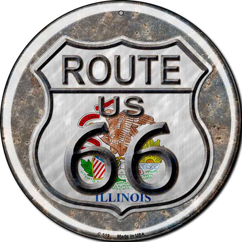 Illinois ROUTE 66 Wholesale Novelty Metal Circular Sign