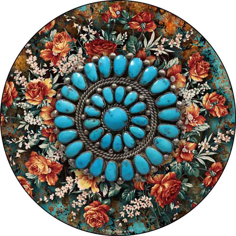 Turquoise Teardrop Concho Wholesale Novelty Metal Circle Sign