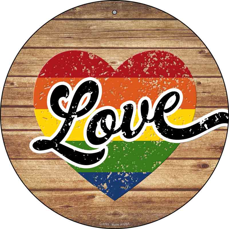 Love Heart On Wood Wholesale Novelty Metal Circle SIGN