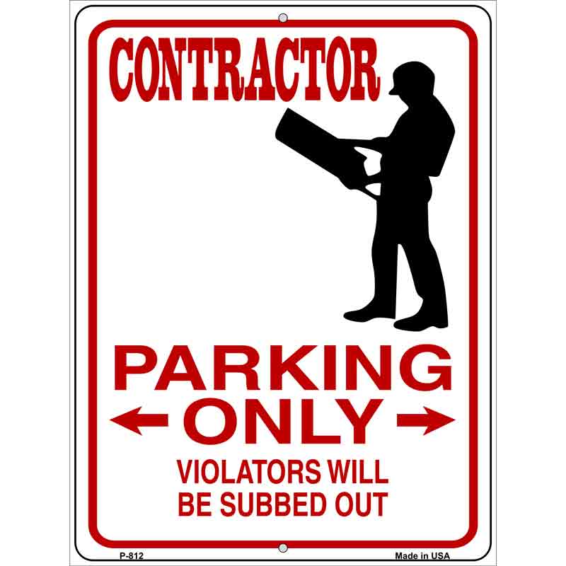 Contractor Parking Only Wholesale Metal Novelty Parking SIGN