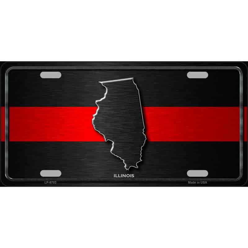 Illinois Thin Red Line Wholesale Metal Novelty LICENSE PLATE