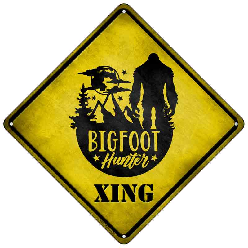 Bigfoot Hunter Xing Wholesale Novelty Metal Crossing SIGN